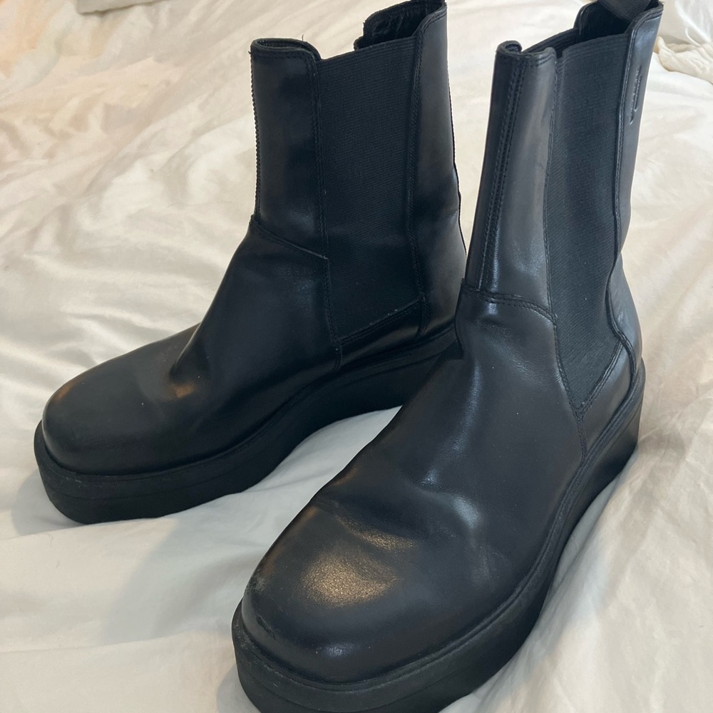 Vagabond Tara Black Leather Chelsea Platform Ankle Boots 39/9 - Picture 4 of 10